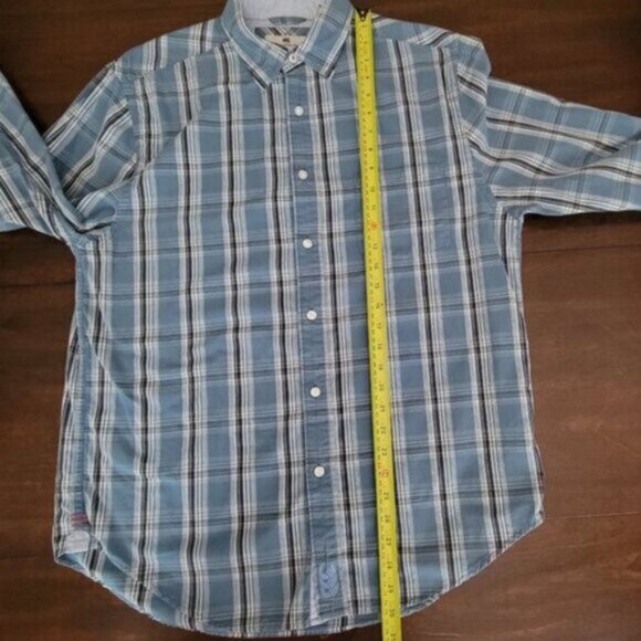 Canterbury of New Zealand Plaid Button Down Shirt Blue Black Long Sleeve Size L - Picture 9 of 12